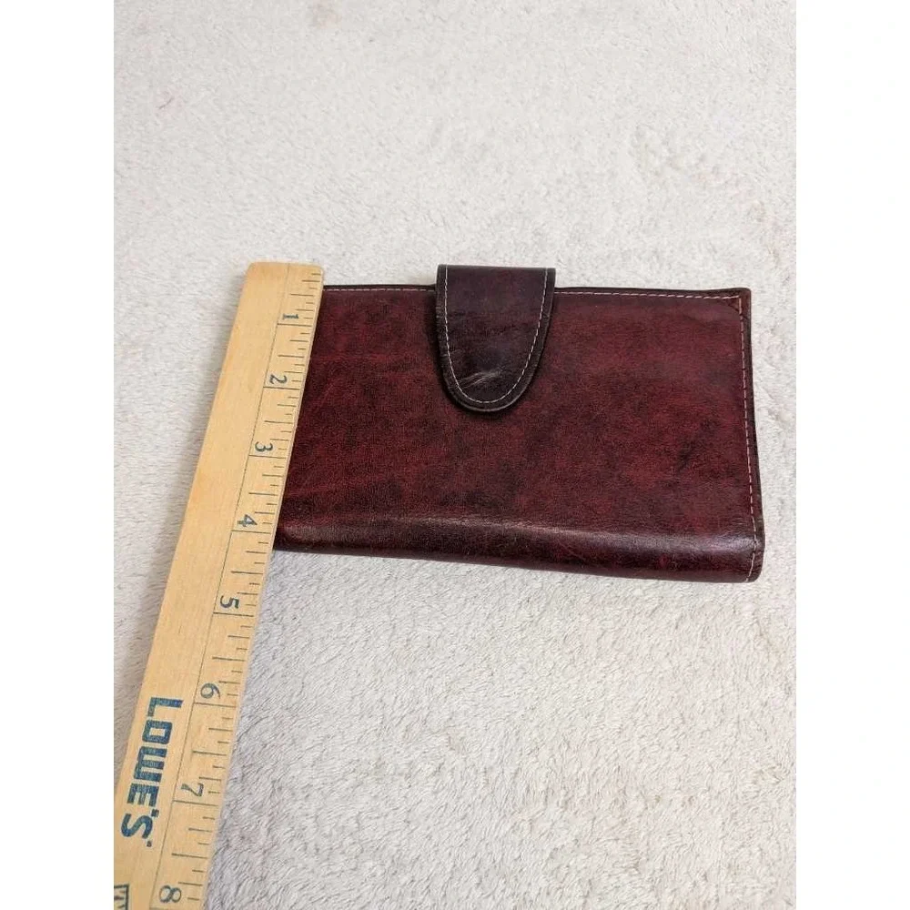 Royal Crest Leather Cowhide Clutch Wallet‎ Coin Purse Burgundy Women's